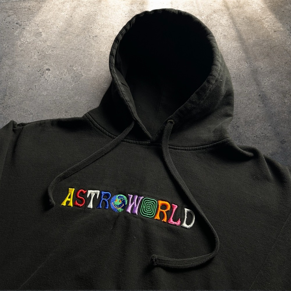 Travis Scott Astroworld Wish You Were Here Hoodie Black Size Large Skater Y2K